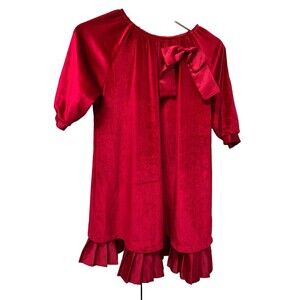 Chasing Fireflies Red Velvet Bow Dress Special Occasion Holiday Girls Sz 14